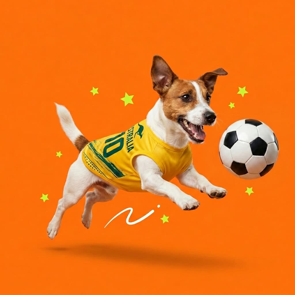 Jack Russell leaping for a football